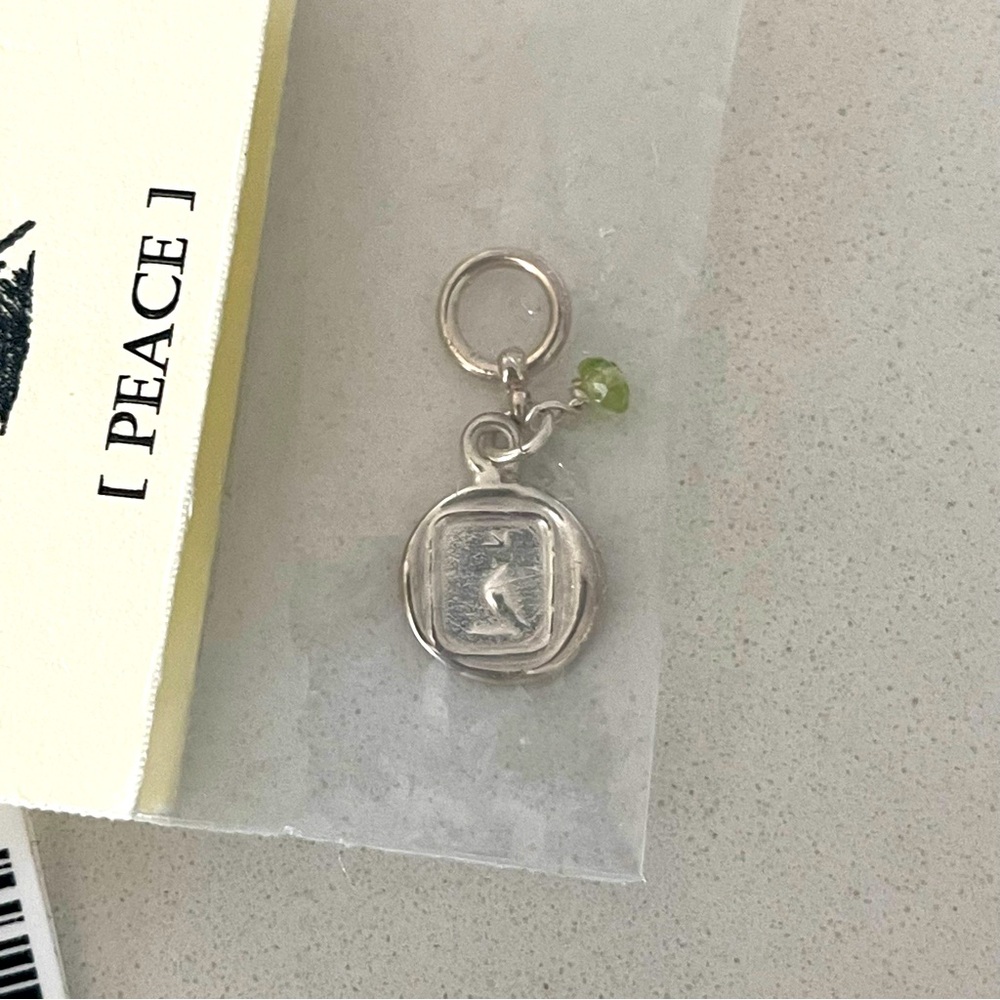 Sterling Silver 925 Charm with faceted peridot  Accent bead Charm